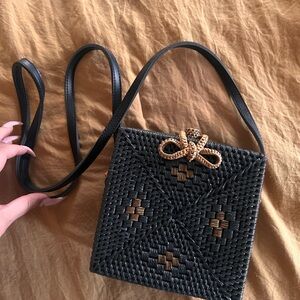 Elegant Black Woven Handbag